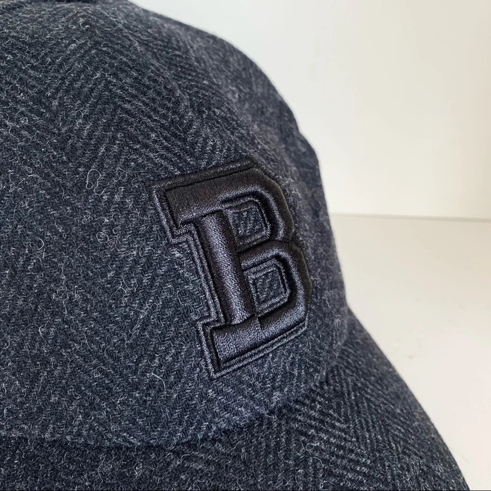 B wool leather Herringbone cap hat